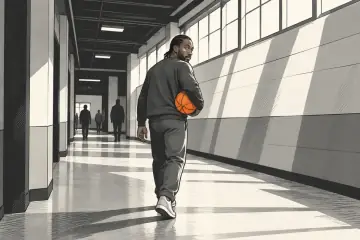 アリーナの通路を歩くカワイ・レナード