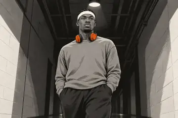薄暗い通路に立つアリエル・フクポルティ