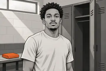 ロッカーの前に立つリーキー・ブラック
